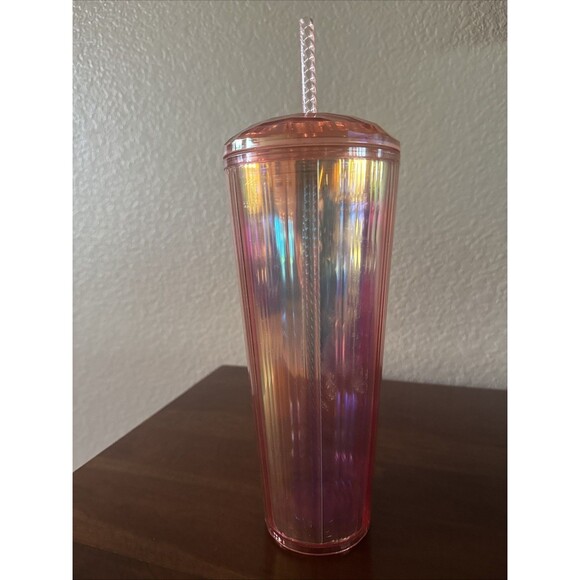STARBUCKS 2020 ROSE GOLD IRIDESCENT DONE VENTI 24oz TUMBLER W/ STRAW - Picture 3 of 6